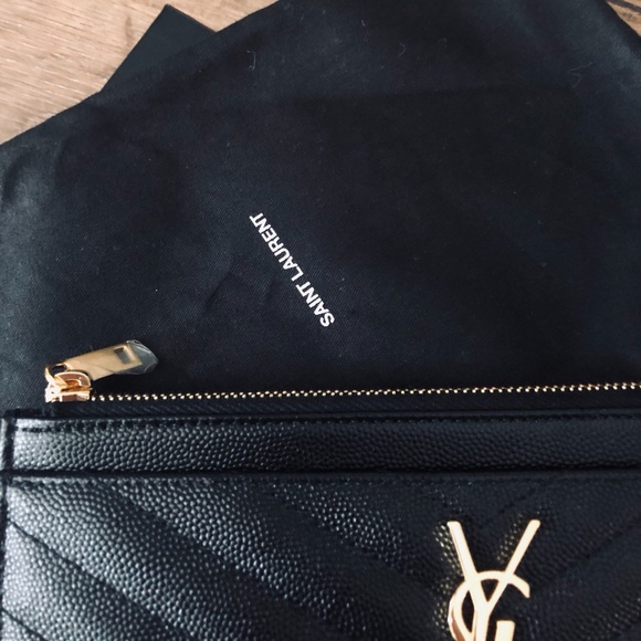 Yves Saint Laurent-AUTHENTIC (NWT/Box) Black Leather & Gold Hardware CLUTCH - Picture 11 of 16